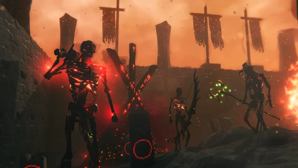 Portal Stone placed in Ashlands hub, glowing blue rune stone
